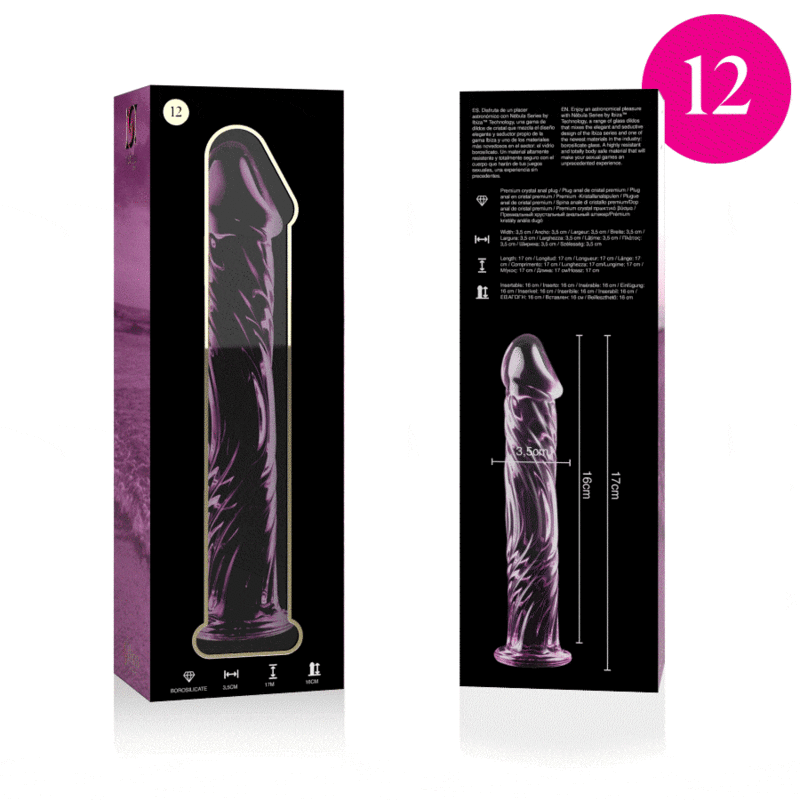 Nebula Series by Ibiza - Model 12 Dildo Borosilicate Glass Pink 17 cm - O - 3.5 cm – Glass Dildo