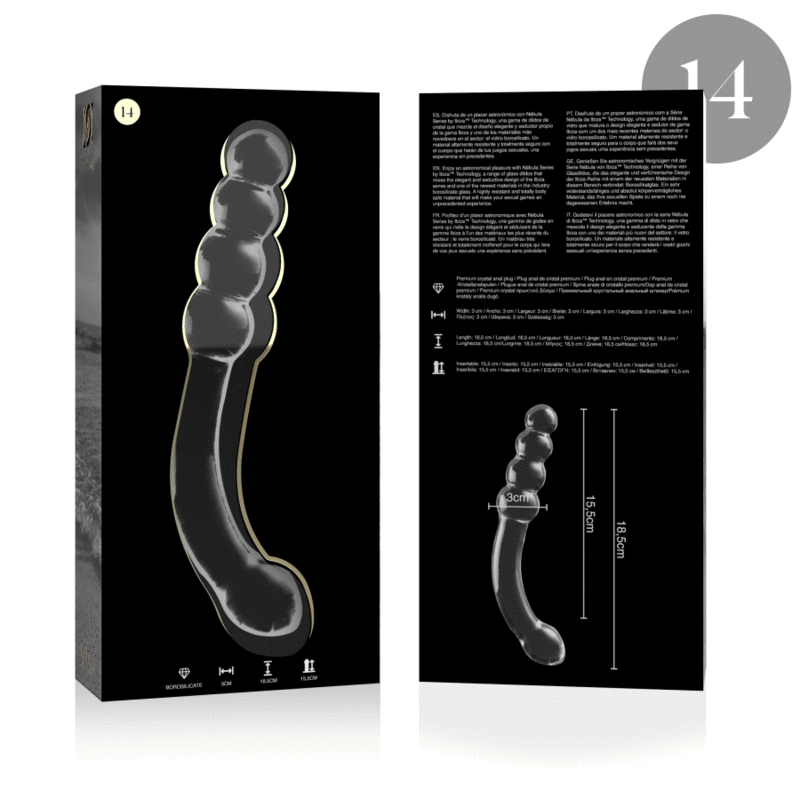 Nebula Series by Ibiza - Model 14 Dildo Borosilicate Glass Clear 18.5 cm - O - 3 cm – Glass Dildo
