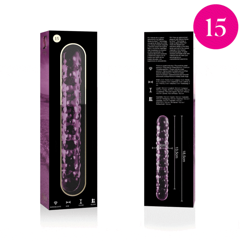 Nebula Series by Ibiza - Model 15 Dildo Borosilicate Glass Pink 18.5 cm - O - 3 cm – Glass Dildo