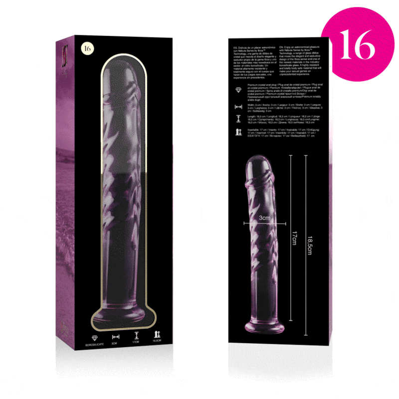 Nebula Series by Ibiza - Model 16 Dildo Borosilicate Glass Pink 18.5 cm - O - 3 cm – Glass Dildo
