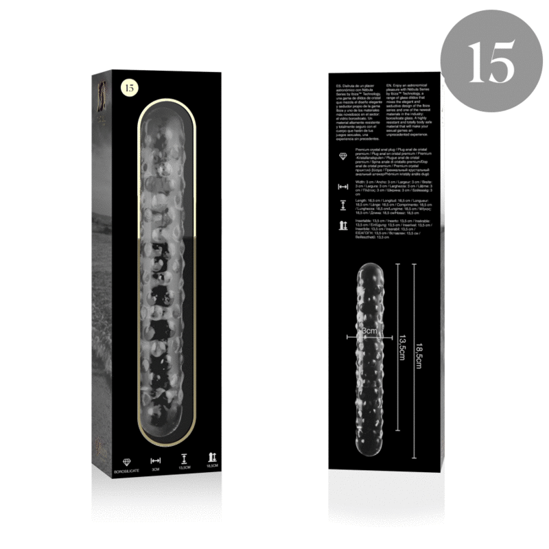 Nebula Series by Ibiza - Model 15 Dildo Borosilicate Glass Clear 18.5 cm - O - 3 cm – Glass Dildo