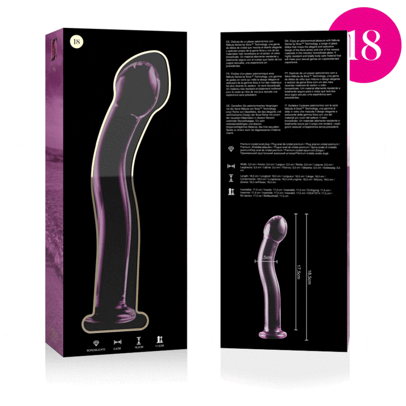 Nebula Series by Ibiza - Model 18 Dildo Borosilicate Glass Pink 18.5 cm - O - 3.5 cm – Glass Dildo