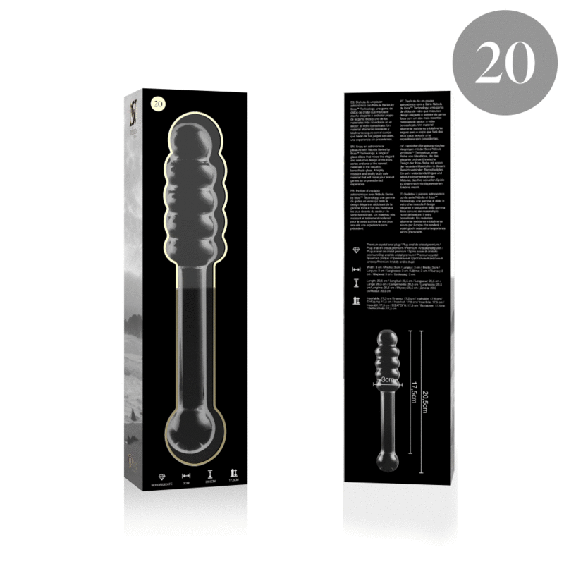 Nebula Series by Ibiza - Model 20 Dildo Borosilicate Glass Clear 20.5 cm - O - 3 cm – Glass Dildo