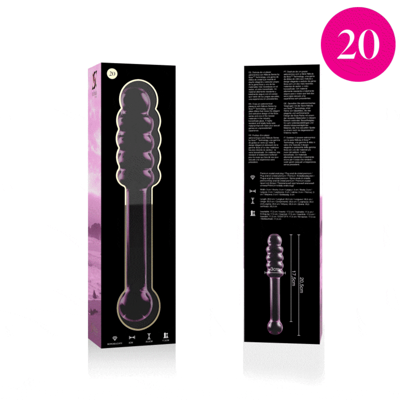 Nebula Series by Ibiza - Model 20 Dildo Borosilicate Glass Pink 20.5 cm - O - 3 cm – Glass Dildo