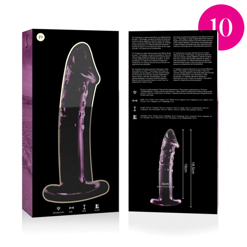 Nebula Series by Ibiza - Model 19 Dildo Borosilicate Glass Pink 18.5 cm - O - 4 cm – Glass Dildo