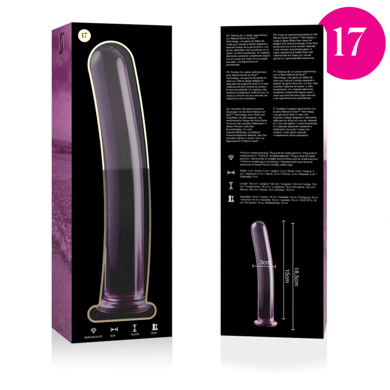 Nebula Series by Ibiza - Model 17 Dildo Borosilicate Glass Pink 18.5 cm - O - 3 cm – Glass Dildo
