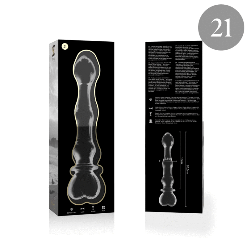 Nebula Series by Ibiza - Model 21 Dildo Borosilicate Glass Clear 20.5 cm - O - 3.5 cm – Glass Dildo