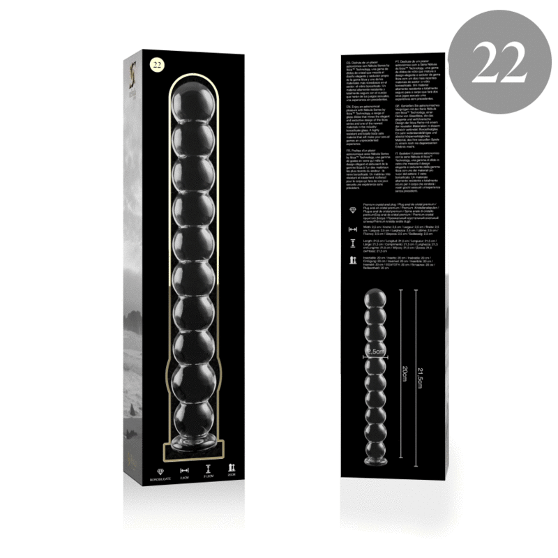 Nebula Series by Ibiza - Model 22 Dildo Borosilicate Glass Clear 21.5 cm - O - 2.5 cm – Glass Dildo