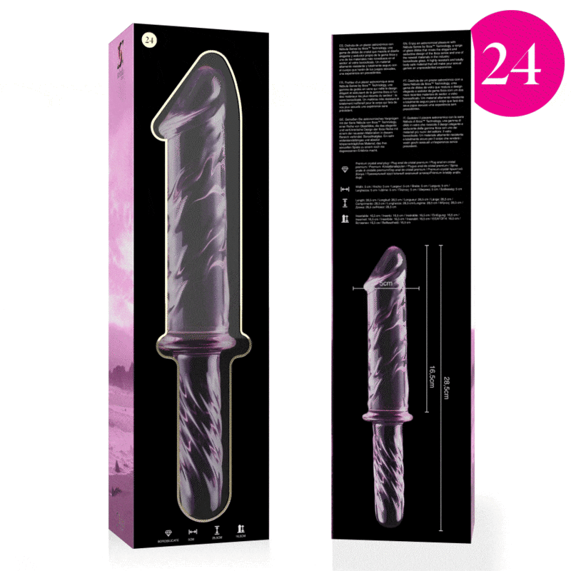 Nebula Series by Ibiza - Model 24 Dildo Borosilicate Glass Pink 28.5 cm - O - 5 cm – Glass Dildo