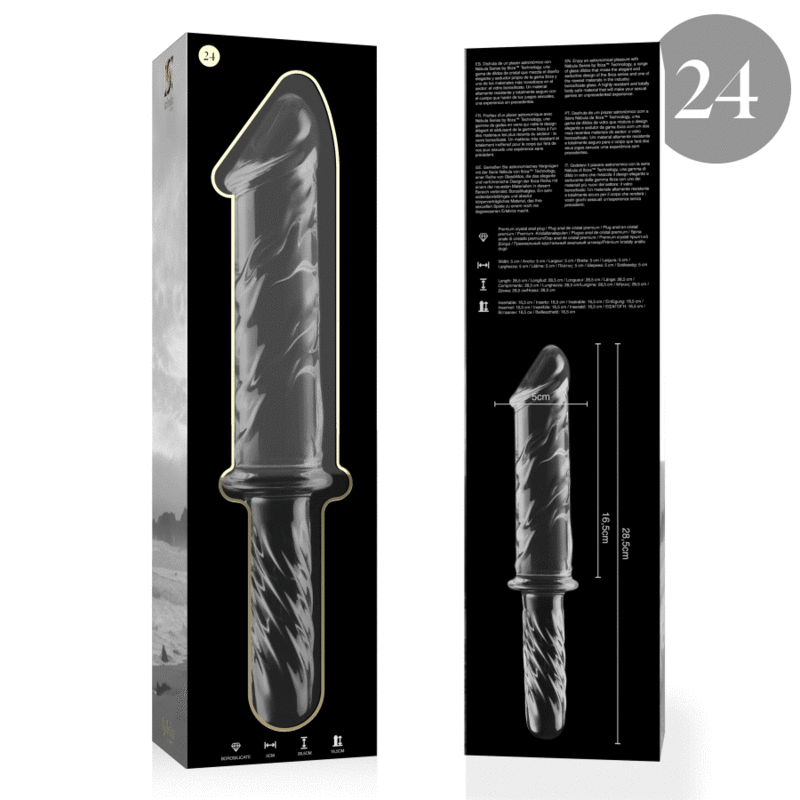 Nebula Series by Ibiza - Model 24 Dildo Borosilicate Glass Clear 28.5 cm - O - 5 cm – Glass Dildo