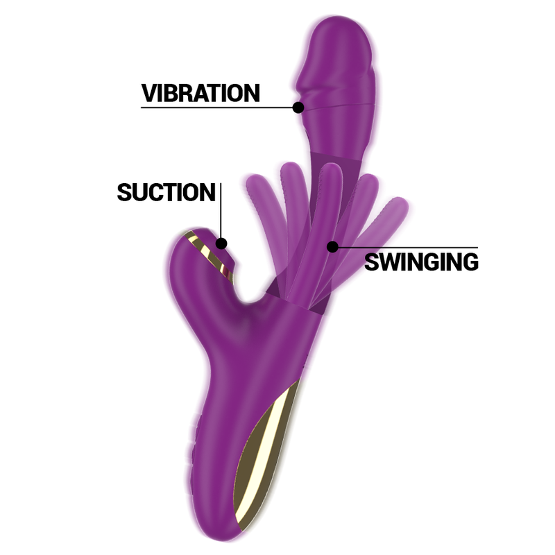 Intense - Ateneo Rechargeable Multifunction Vibrator 7 Vibrations with Oscillating Tongue and Purple Suction – Clitoral Vibrator