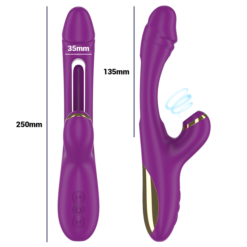 Intense - Ateneo Rechargeable Multifunction Vibrator 7 Vibrations with Oscillating Tongue and Purple Suction – Clitoral Vibrator