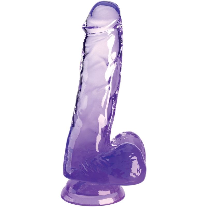 King Cock - Clear Realistic Penis with Balls 13.5 cm Purple – Suction Cup Dildo