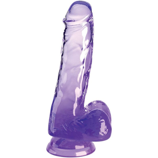 King Cock - Clear Realistic Penis with Balls 13.5 cm Purple – Suction Cup Dildo