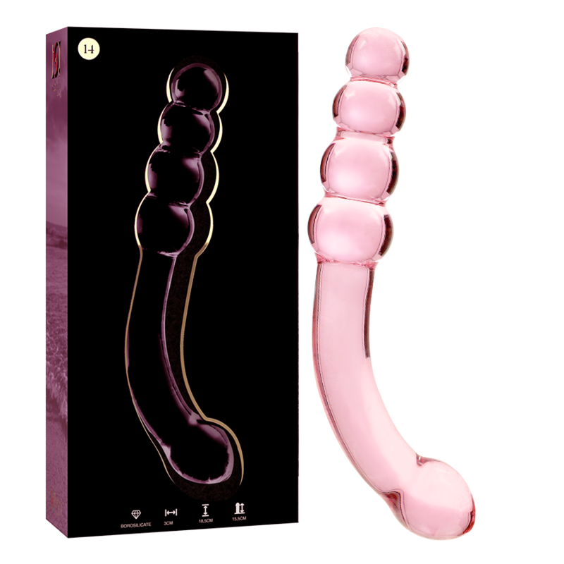 Nebula Series by Ibiza - Model 14 Dildo Borosilicate Glass Pink 18.5 cm - O - 3 cm – Glass Dildo