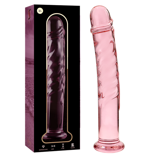Nebula Series by Ibiza - Model 16 Dildo Borosilicate Glass Pink 18.5 cm - O - 3 cm – Glass Dildo