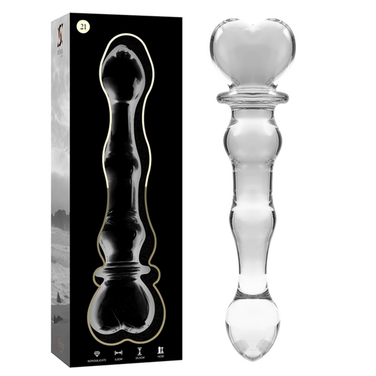 Nebula Series by Ibiza - Model 21 Dildo Borosilicate Glass Clear 20.5 cm - O - 3.5 cm – Glass Dildo