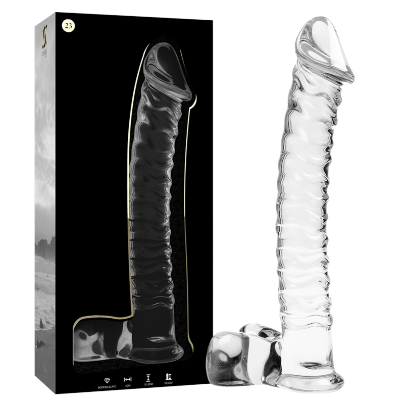 Nebula Series by Ibiza - Model 23 Dildo Borosilicate Glass Clear 21.5 cm - O - 4 cm – Glass Dildo