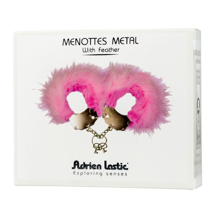 Adrien Lastic - Metal Handcuffs with Pink Feathers – Bondage Handcuffs