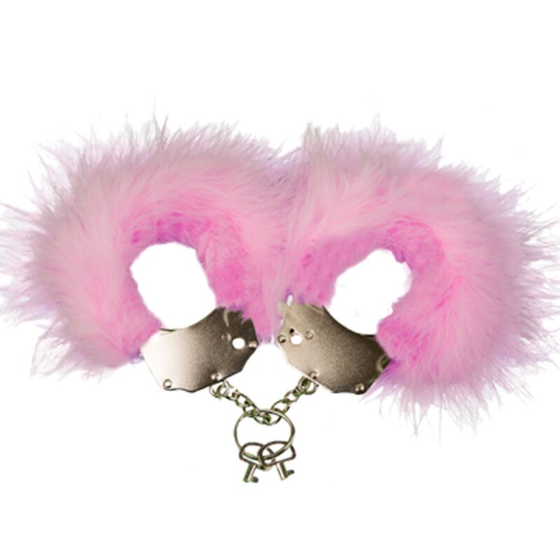 Adrien Lastic - Metal Handcuffs with Pink Feathers – Bondage Handcuffs