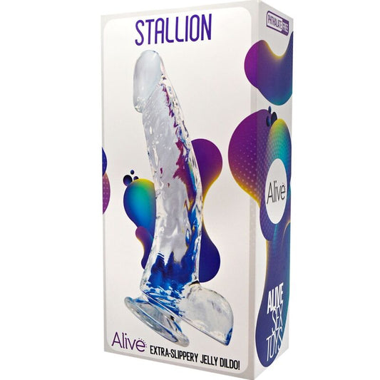 Alive - Stallion Realistic Penis Transparent 22 cm – Suction Cup Dildo