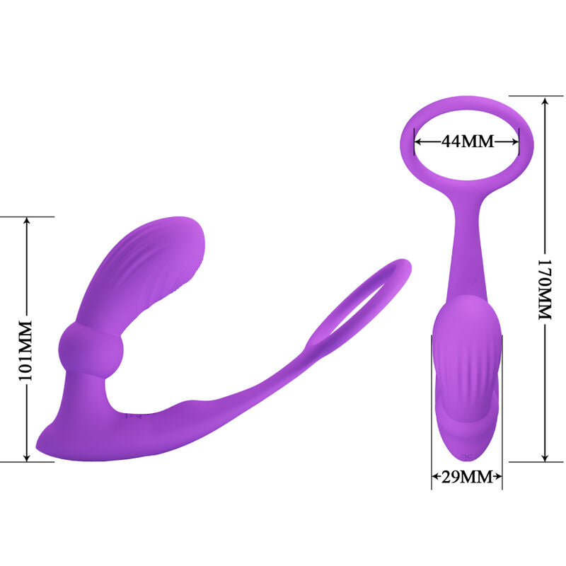 Pretty Love - Warren Remote-Controlled Anal Plug and Penis Ring Violet