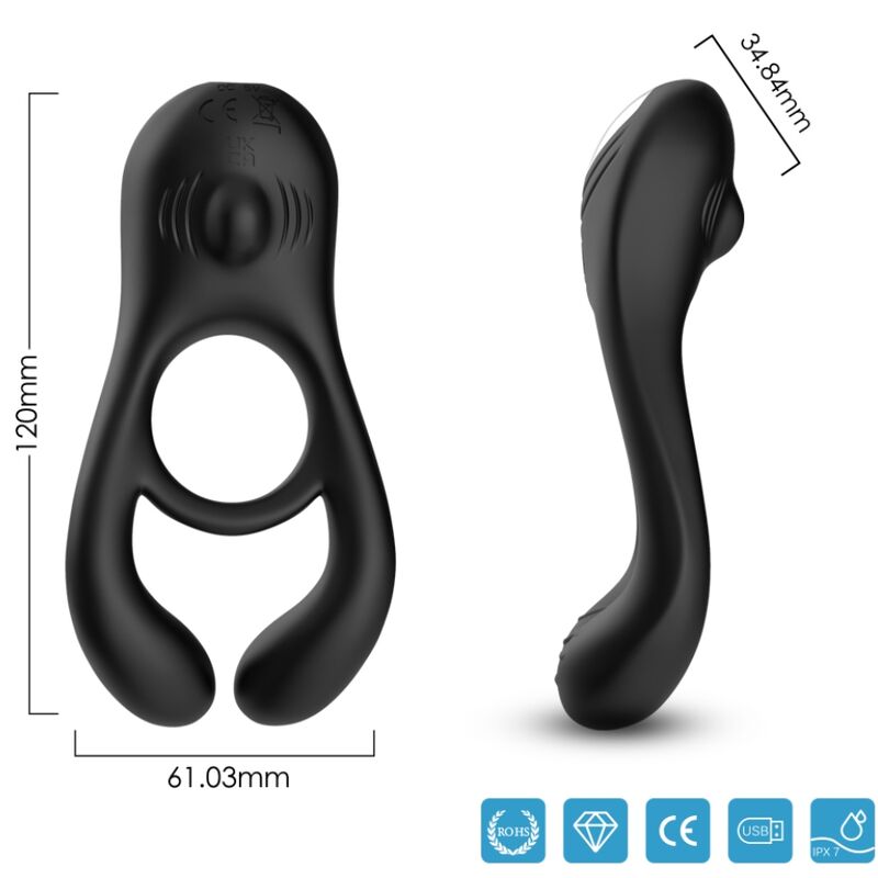 Armony - Veyron Double Vibrator Ring Toy for Couples Remote Control Black – Remote Control Vibrator