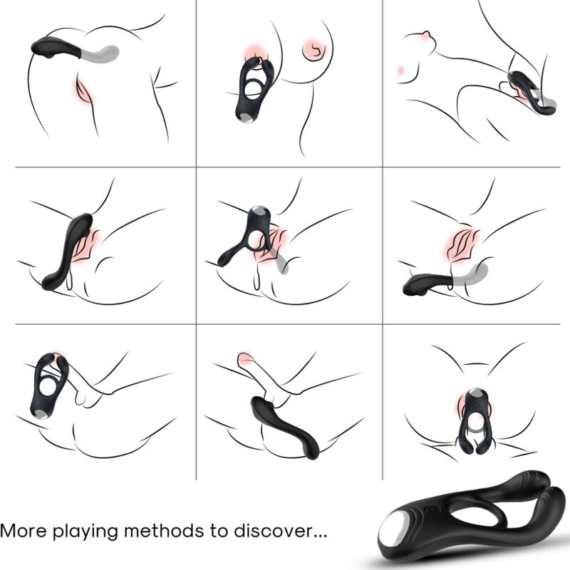 Armony - Veyron Double Vibrator Ring Toy for Couples Remote Control Black – Remote Control Vibrator