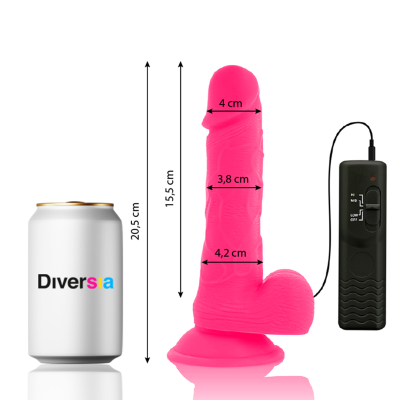 Flexible Vibrating Dildo 8.1 Inch (20.5 cm) | Diversia — Pink