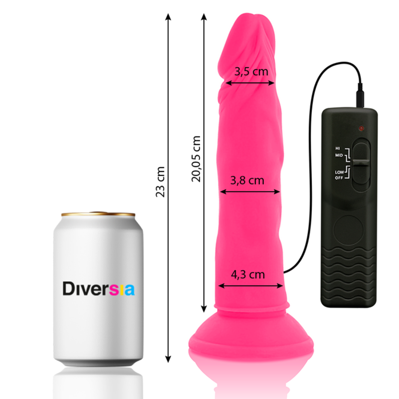 Flexible Vibrating Dildo 9.1 Inch (23 cm) | Diversia — Pink