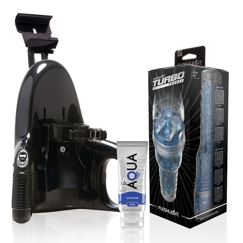 Fleshlight - Turbo Thrust Blue Ice + Universal Launch + Aqua Quality Lubricant 50 ml – Water Based Lubricant