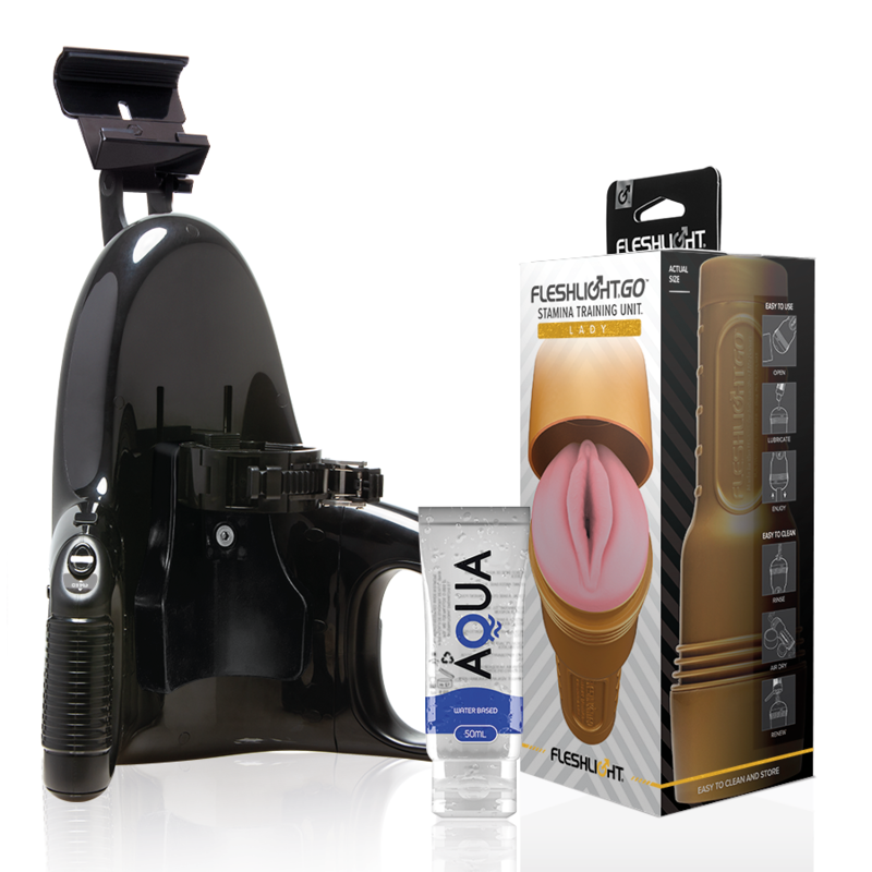 Fleshlight - Stamina GO Training Unit Lady + Universal Launch + Aqua Quality Lubricant 50 ml – Water Based Lubricant