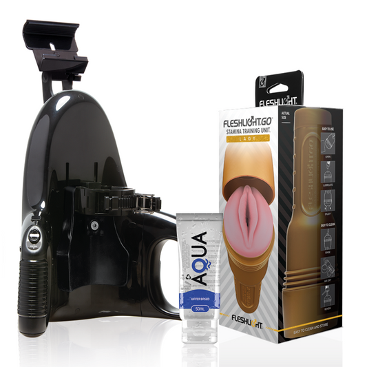 Fleshlight - Stamina GO Training Unit Lady + Universal Launch + Aqua Quality Lubricant 50 ml – Water Based Lubricant