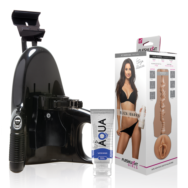 Fleshlight - Eliza Ibarra Vagina + Universal Launch + Aqua Quality Lubricant 50 ml – Water Based Lubricant