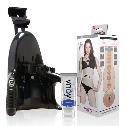 Fleshlight - Vagina Stoya Destroya + Universal Launch + Aqua Quality Lubricant 50 ml – Water Based Lubricant
