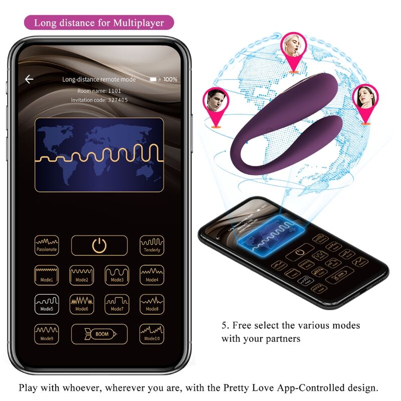 Pretty Love - August Remote Global Double Pleasure Vibrator – Vibrator for Couples