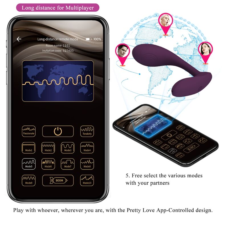 Pretty Love - Baird G-Spot 12 Vibrations Rechargeable Lila App – G Spot Vibrator