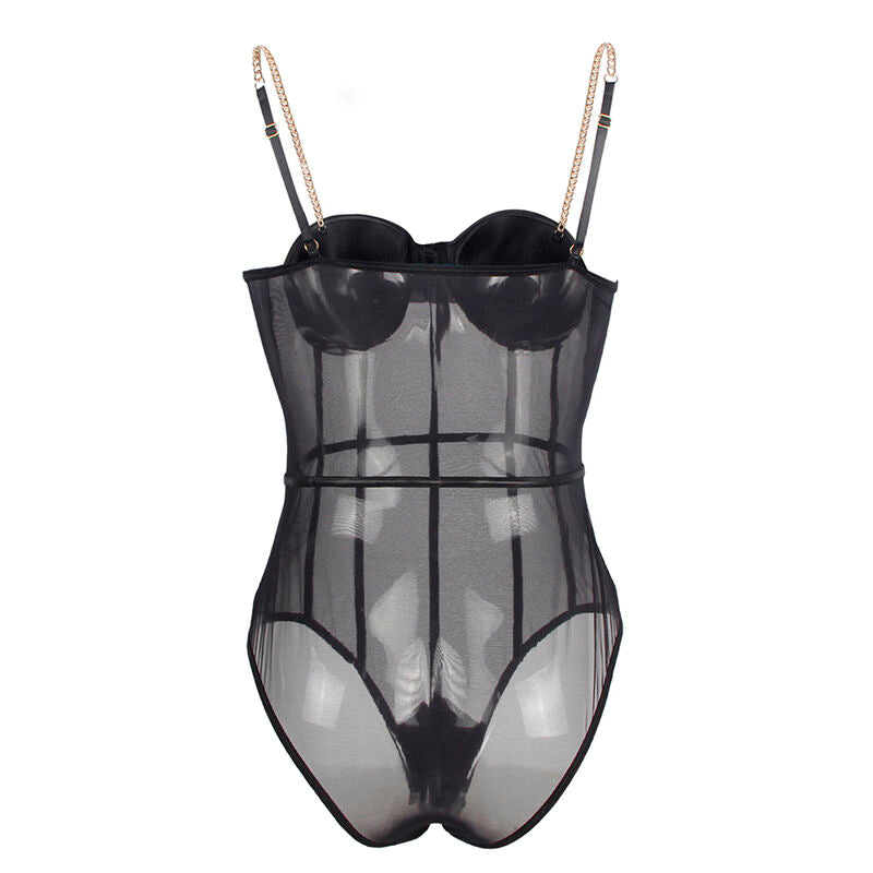 Subblime - Black Chain Suspenders Bodysuit S/M – Suspender Belt