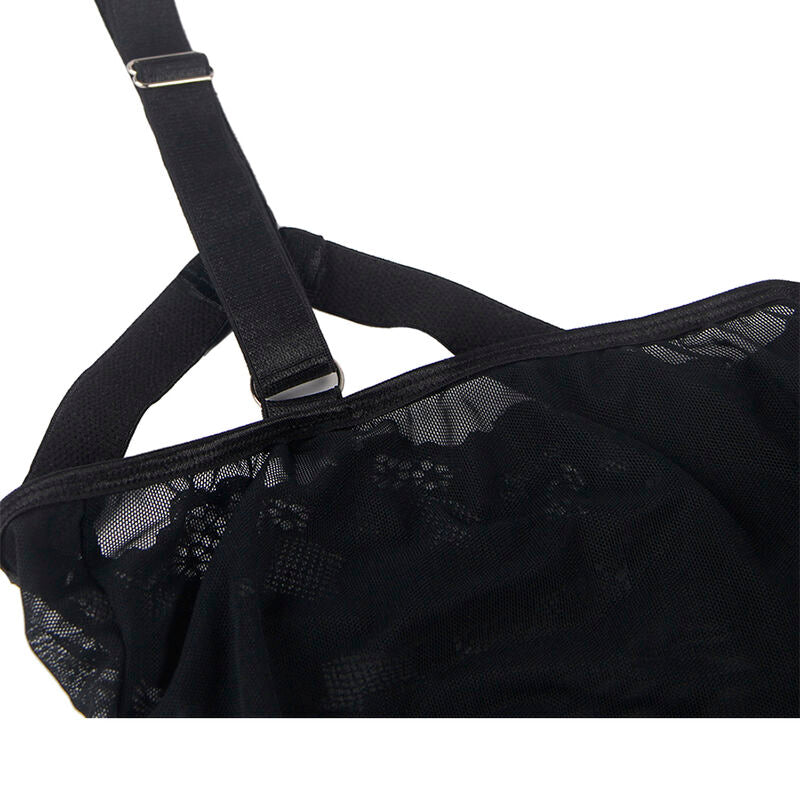 Subblime - Teddy with Garter Strap Detail Chest Black S/M – Teddy Lingerie