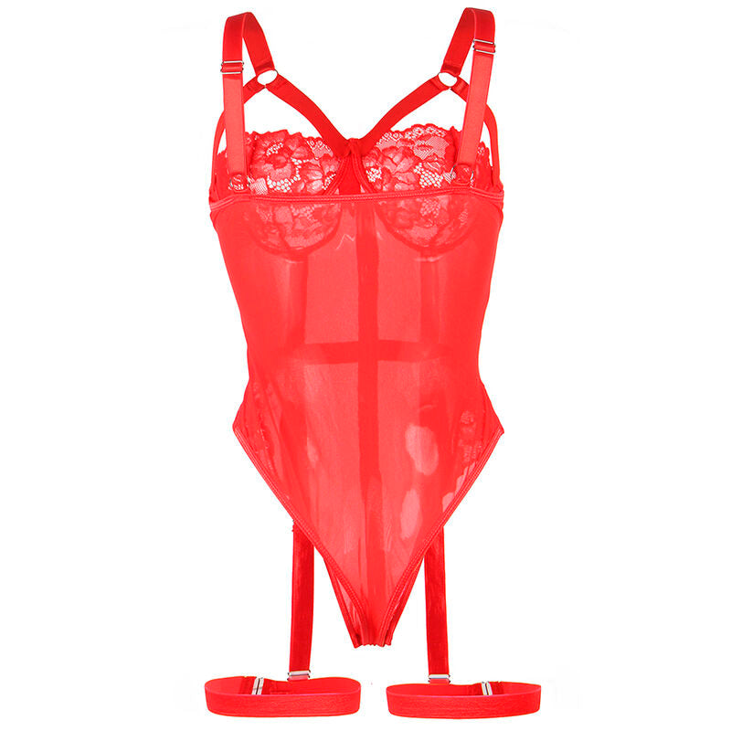 Subblime - Teddy with Garter Strap Detail Chest Red S/M – Teddy Lingerie