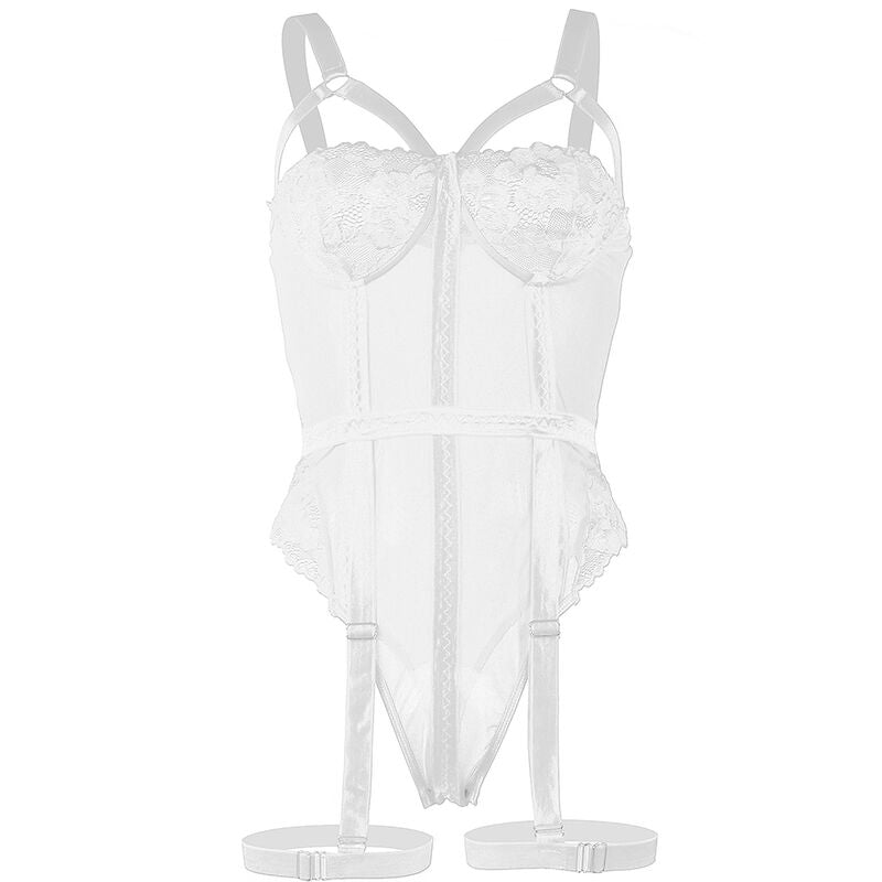 Subblime - Teddy with Garter Strap Detail Chest White S/M – Teddy Lingerie