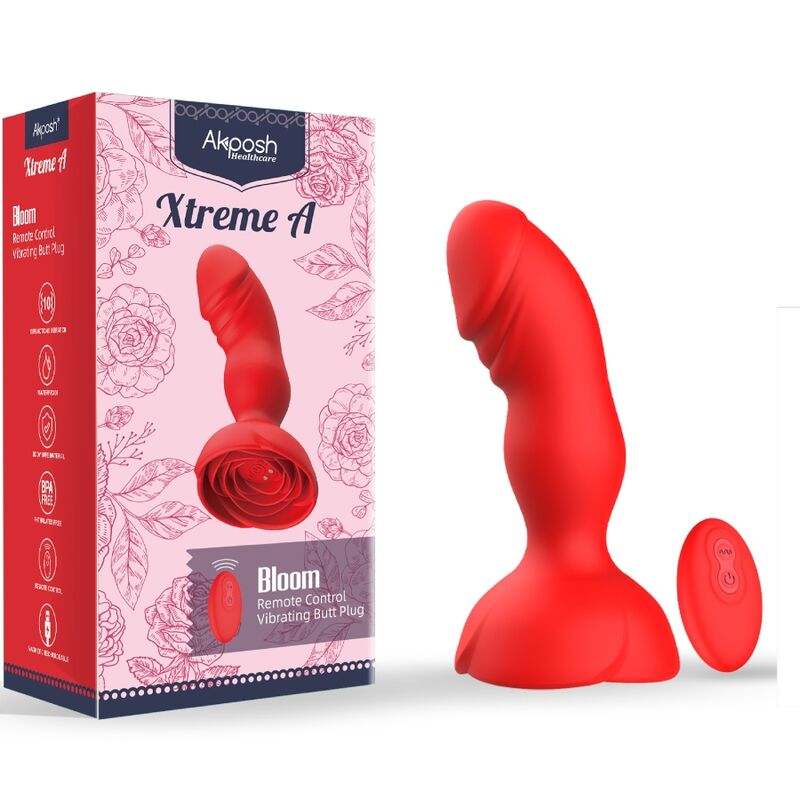 Armony - Extreme a Bloom Rose Vibrator & Anal Plug Remote Control Red – Vibrating Butt Plug