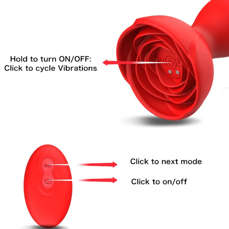Armony - Extreme a Bloom Rose Vibrator & Anal Plug Remote Control Red – Vibrating Butt Plug