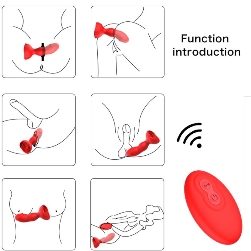 Armony - Extreme a Bloom Rose Vibrator & Anal Plug Remote Control Red – Vibrating Butt Plug