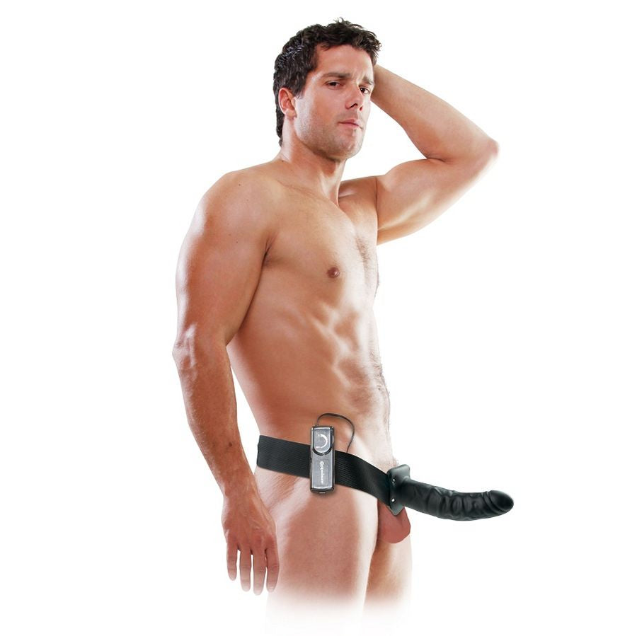 Fetish Fantasy Series - 19 cm Vibrating Hollow Strap-on Black