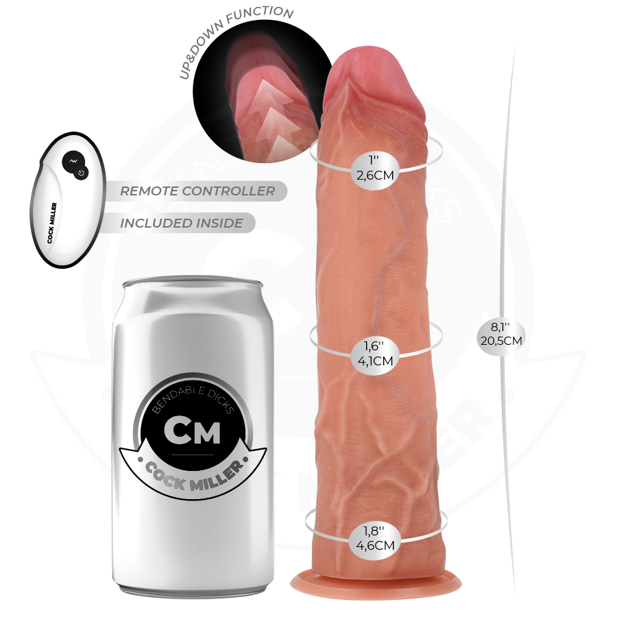 Cock Miller - Hyper-Realistic Dildo with Suction Cup and Thrusting with Remote Control 20.5 cm – Suction Cup Dildo