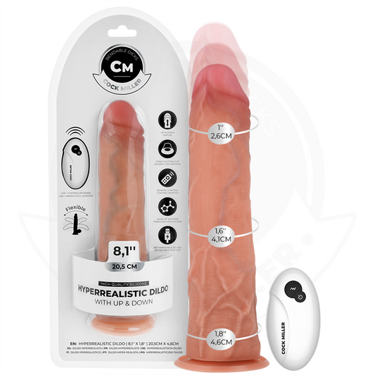 Cock Miller - Hyper-Realistic Dildo with Suction Cup and Thrusting with Remote Control 20.5 cm – Suction Cup Dildo