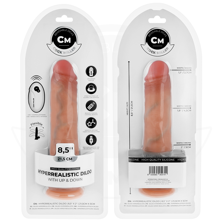 Cock Miller - Hyper-Realistic Dildo with Suction Cup and Thrusting with Remote Control 21.5 cm – Suction Cup Dildo