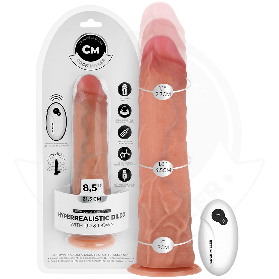 Cock Miller - Hyper-Realistic Dildo with Suction Cup and Thrusting with Remote Control 21.5 cm – Suction Cup Dildo