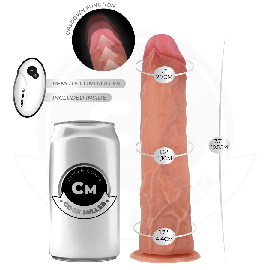 Cock Miller - Hyper-Realistic Dildo with Suction Cup and Thrusting with Remote Control 19.5 cm – Suction Cup Dildo